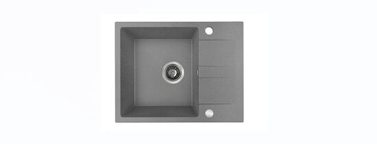 Laveo virtuves izlietne Laut 44x56x17.4cm,ar pusplauktiņu, pelēka